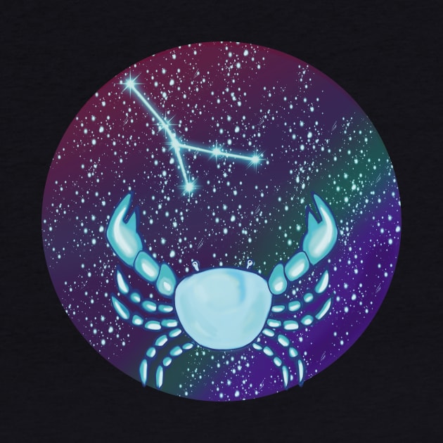 Cancer Zodiac Sign Crab with Constellation by galaxieartshop
